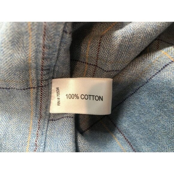 Orvis Fairbanks Long Sleeve Flannel Shirt Suede Elbow Patches Blue Check Men's M - Picture 7 of 8